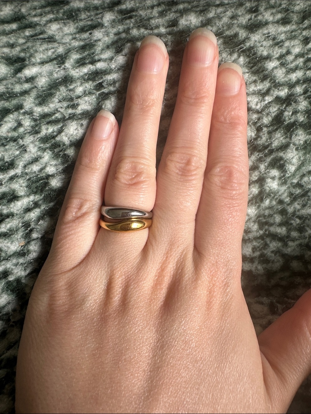 Two-Tone Gold & Silver Stacking Dome Ring for Women